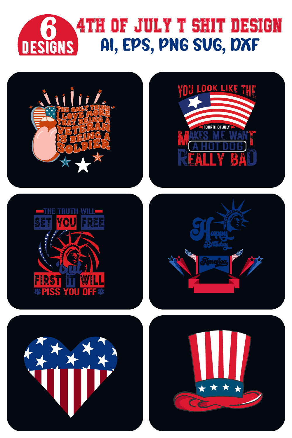 4th of July shirt, Happy 4th July, USA T-Shirt Design, Independence T-Shirt, 4th Of July T-Shirt Design, 4Th July America Independence Day Vector T-shirt pinterest preview image.