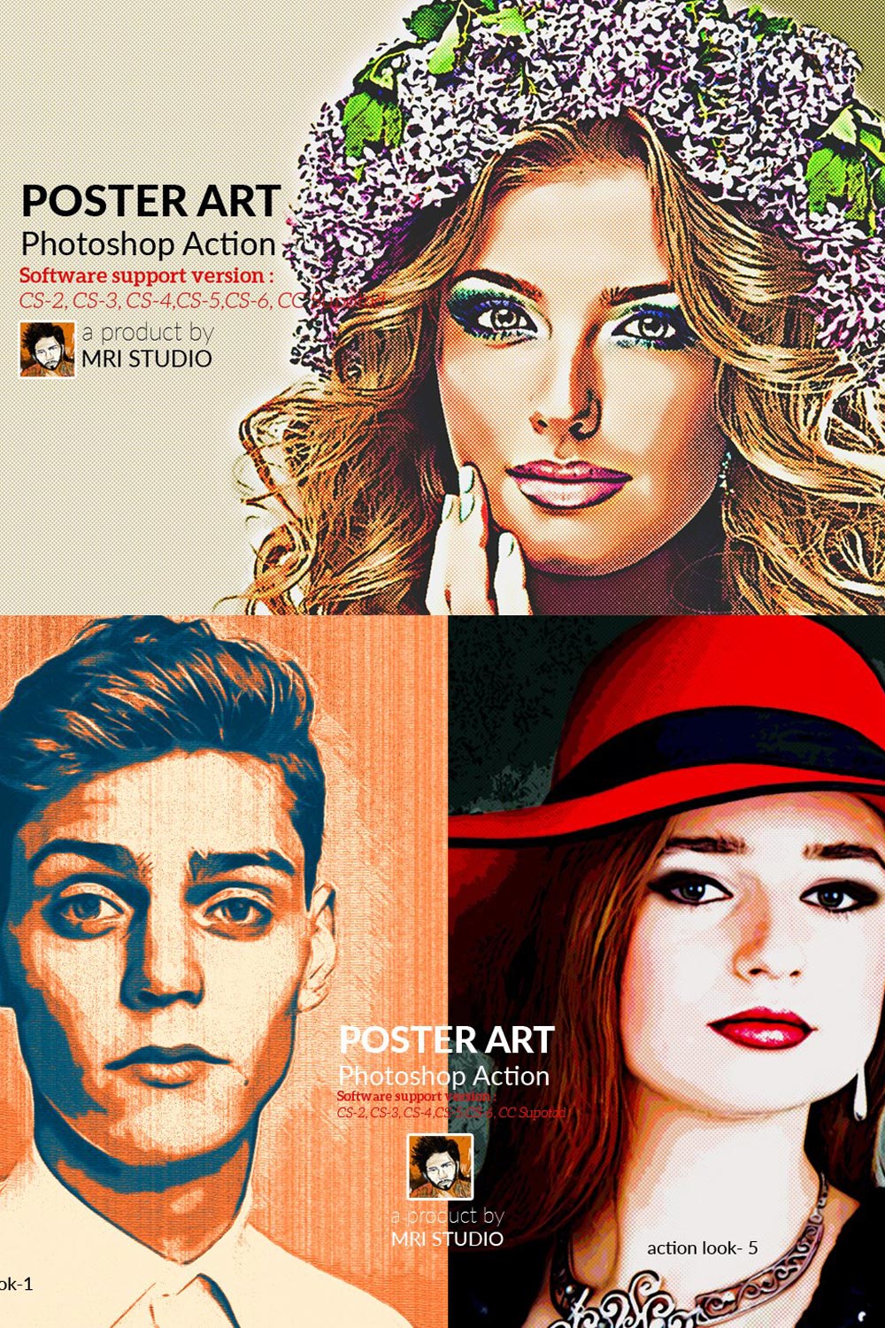 Poster Art Photoshop Action pinterest preview image.
