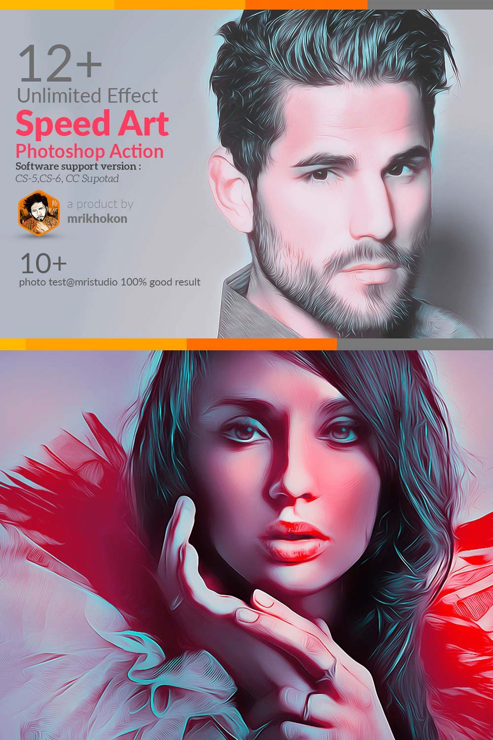 Speed Art Photoshop Action pinterest preview image.