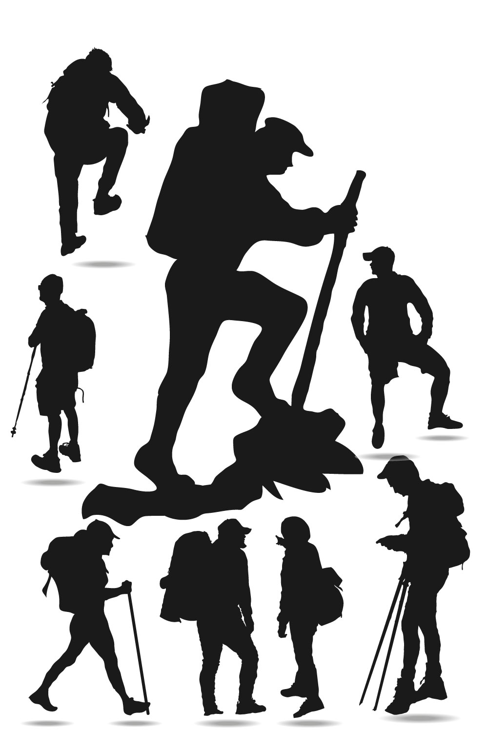 Climber hiker backpacker silhouette vector of a mountaineer pinterest preview image.