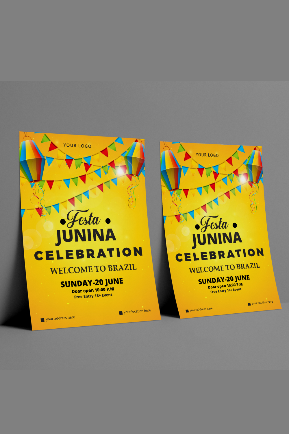 Free vector flat design festa junina campfire poster pinterest preview image.