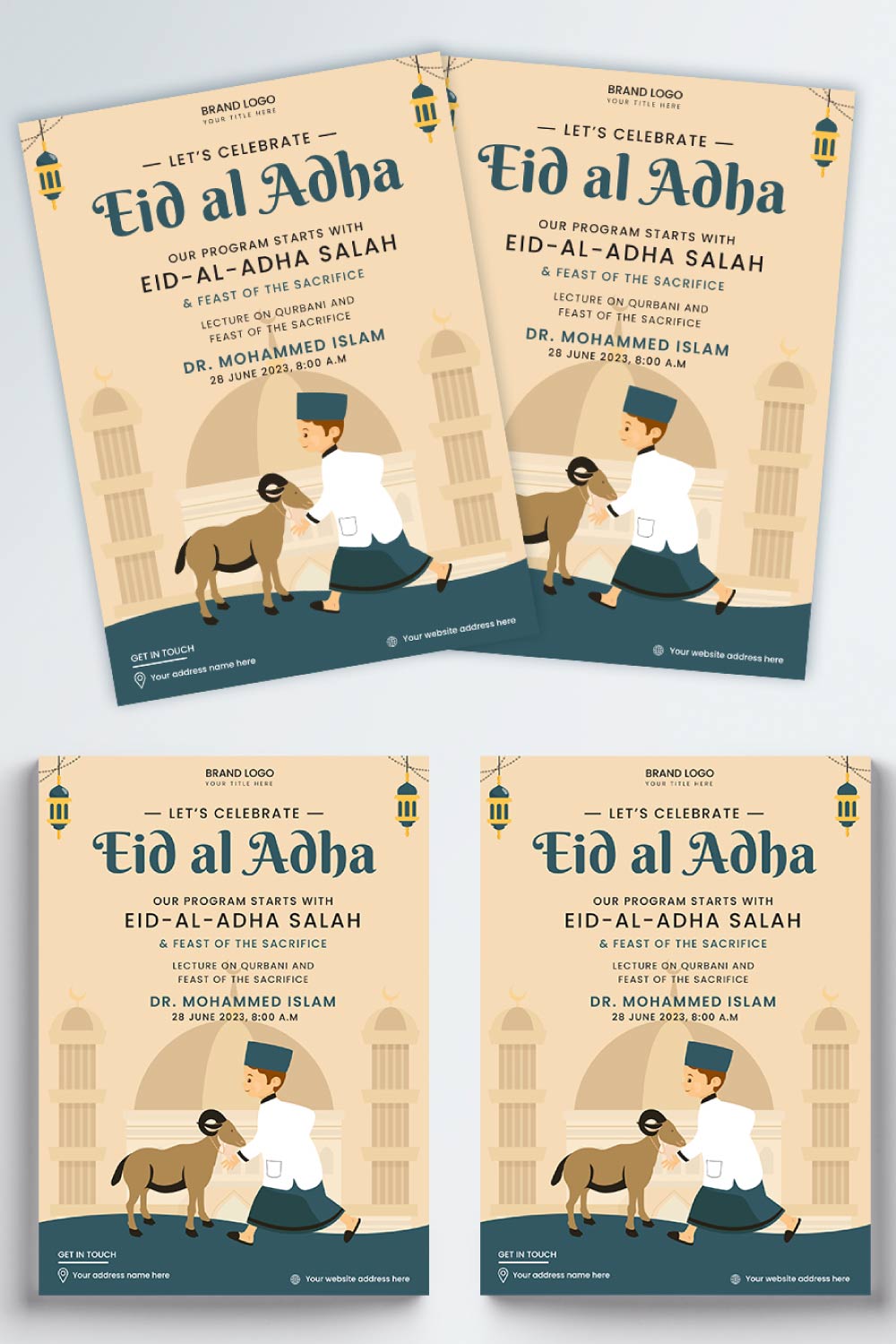 eid ul adha flyer poster, Free vector pinterest preview image.