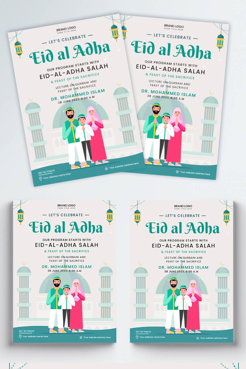 eid ul adha flyer poster, Free vector pinterest preview image.