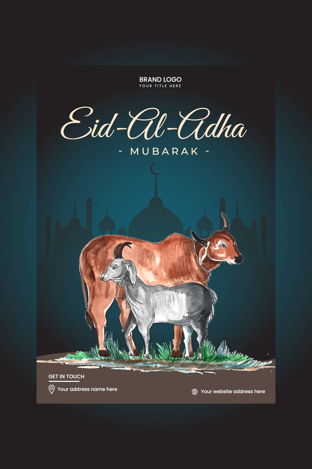 eid ul adha flyer poster, Free vector pinterest preview image.