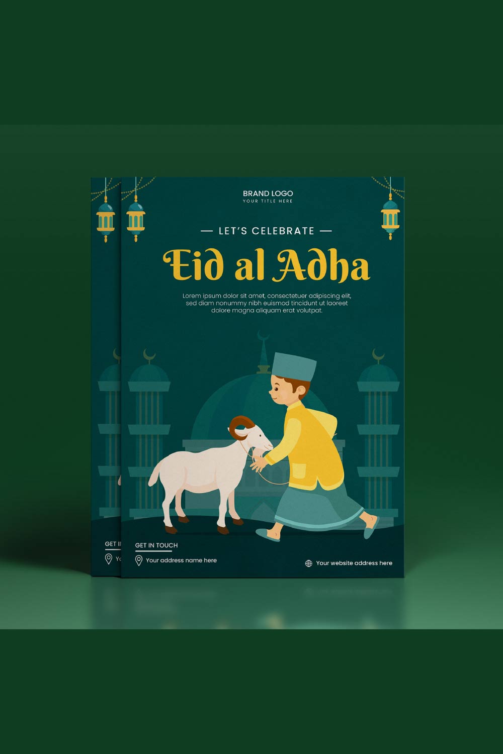 eid ul adha flyer poster, Free vector pinterest preview image.