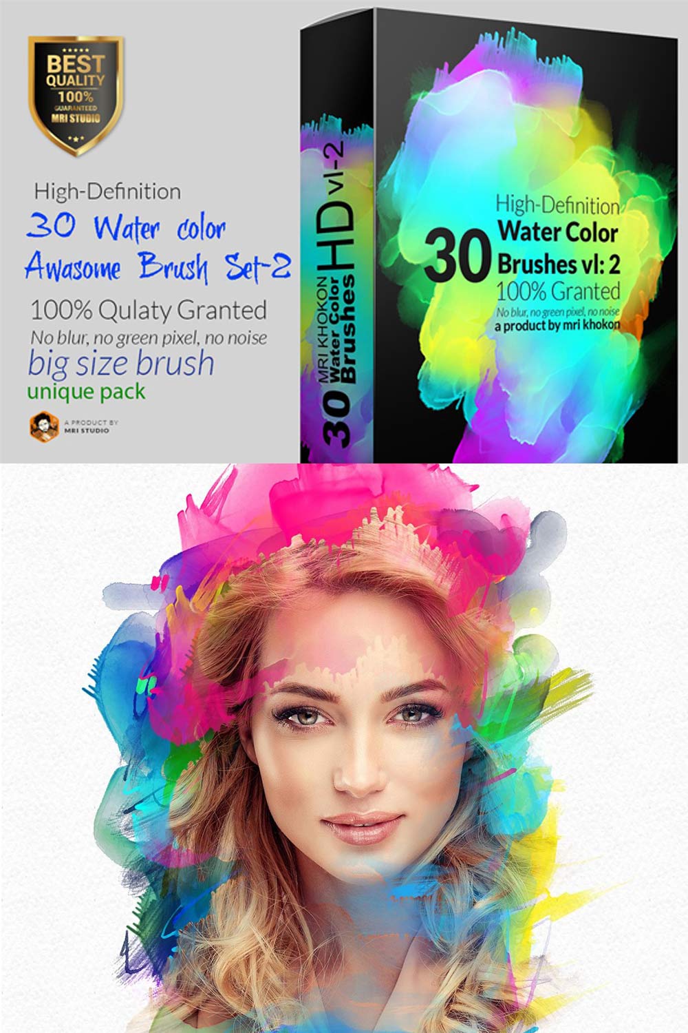 Hi-Res Water color PS Brush Set-2 pinterest preview image.