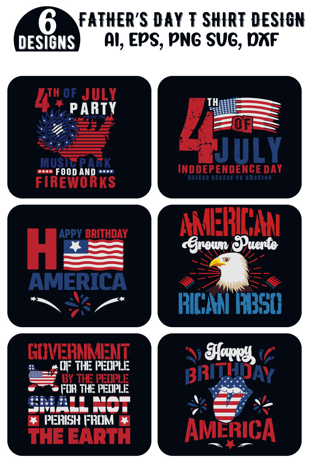 4th of July shirt, Happy 4th July, USA T-Shirt Design, Independence T-Shirt, 4th Of July T-Shirt Design, 4Th July America Independence Day Vector T-shirt, National day t shirt Design Bundle pinterest preview image.