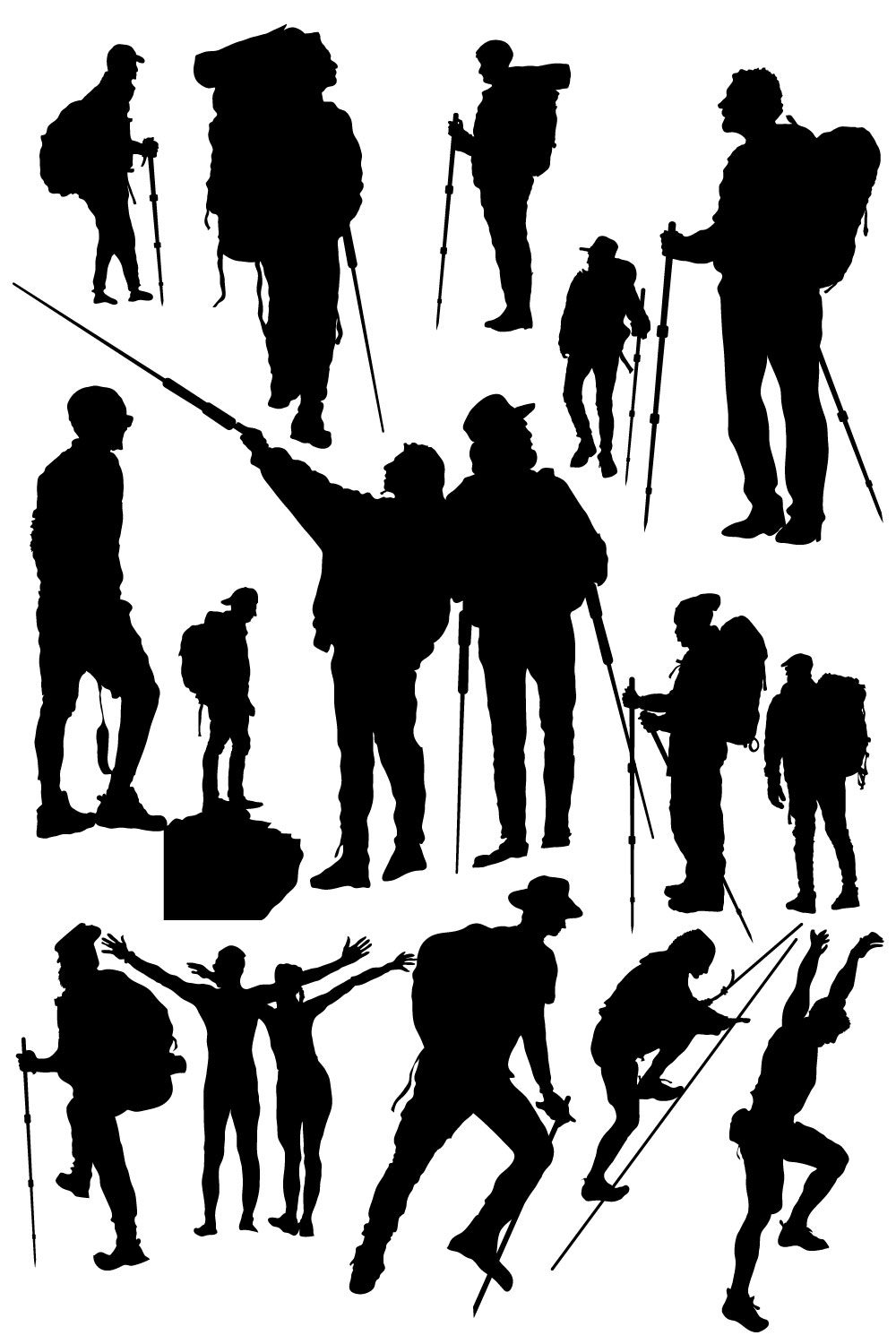 Climber hiker backpacker silhouette vector of a mountaineer pinterest preview image.