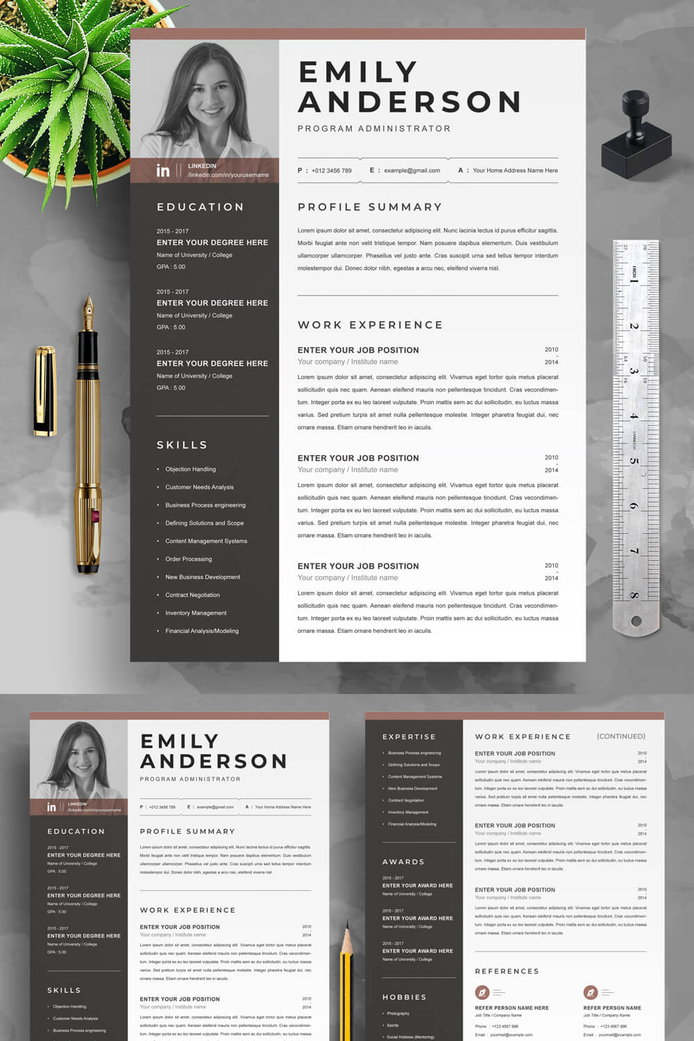 Simple Resume Template | Modern Resume Free Template pinterest preview image.