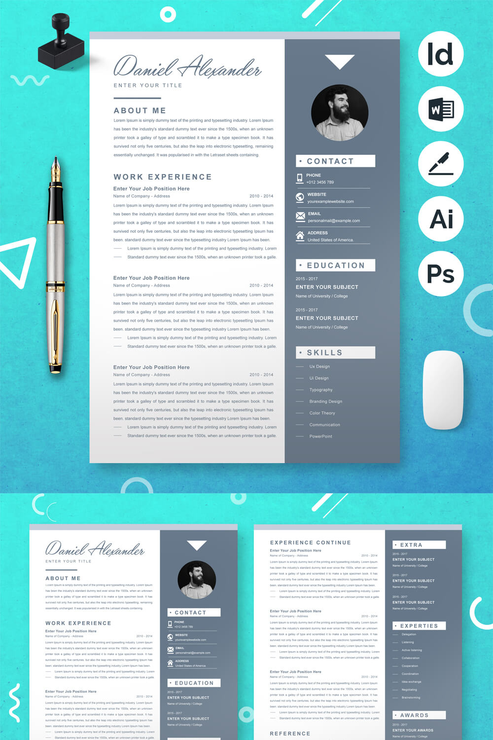 Best Professional Resume Template pinterest preview image.