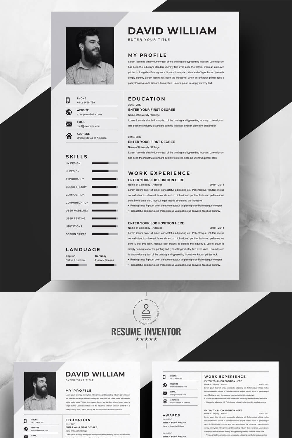 Professional Resume Template for Web designers | CV Template Design pinterest preview image.