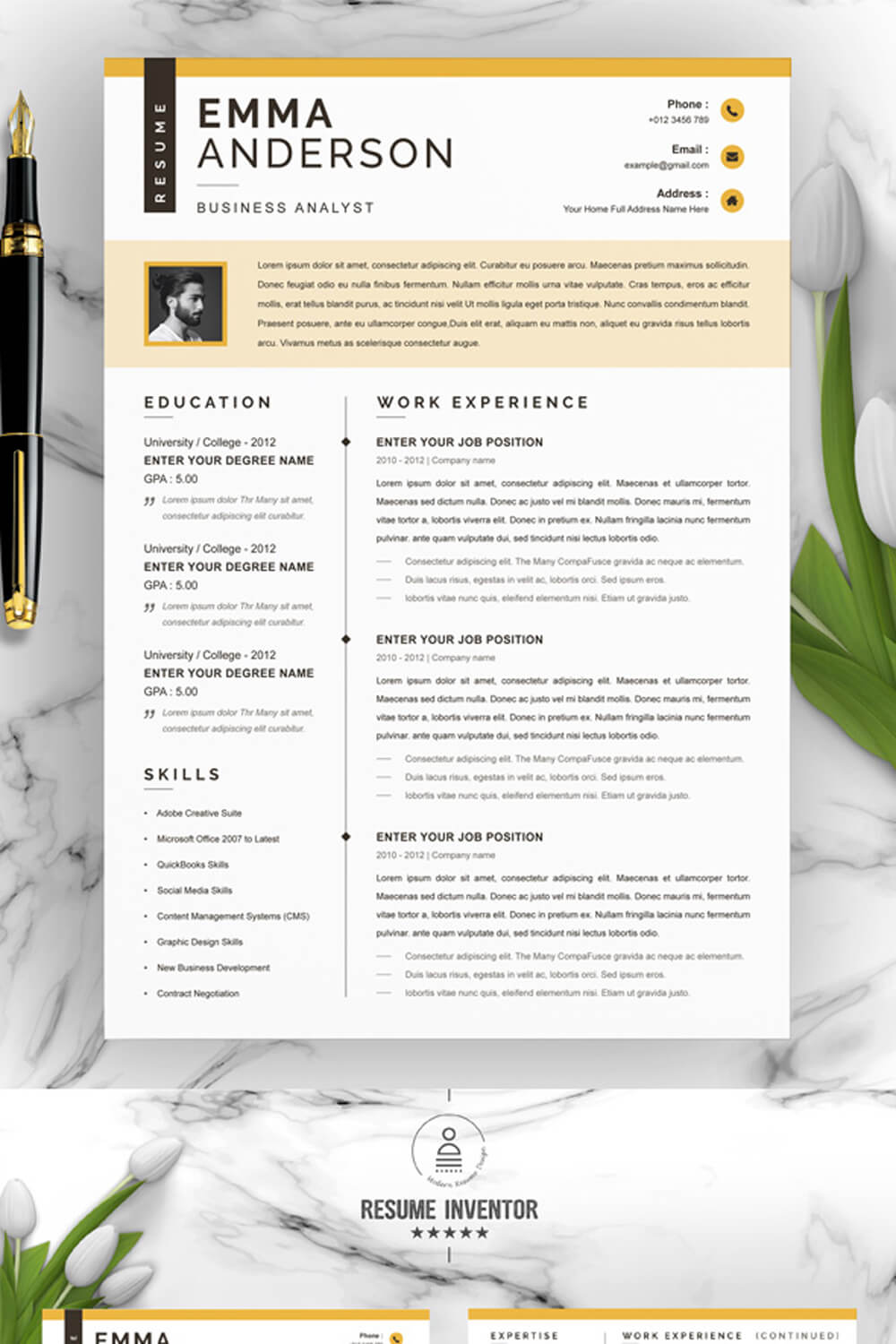 Business Analyst CV Template | Best Designer Resume Template pinterest preview image.