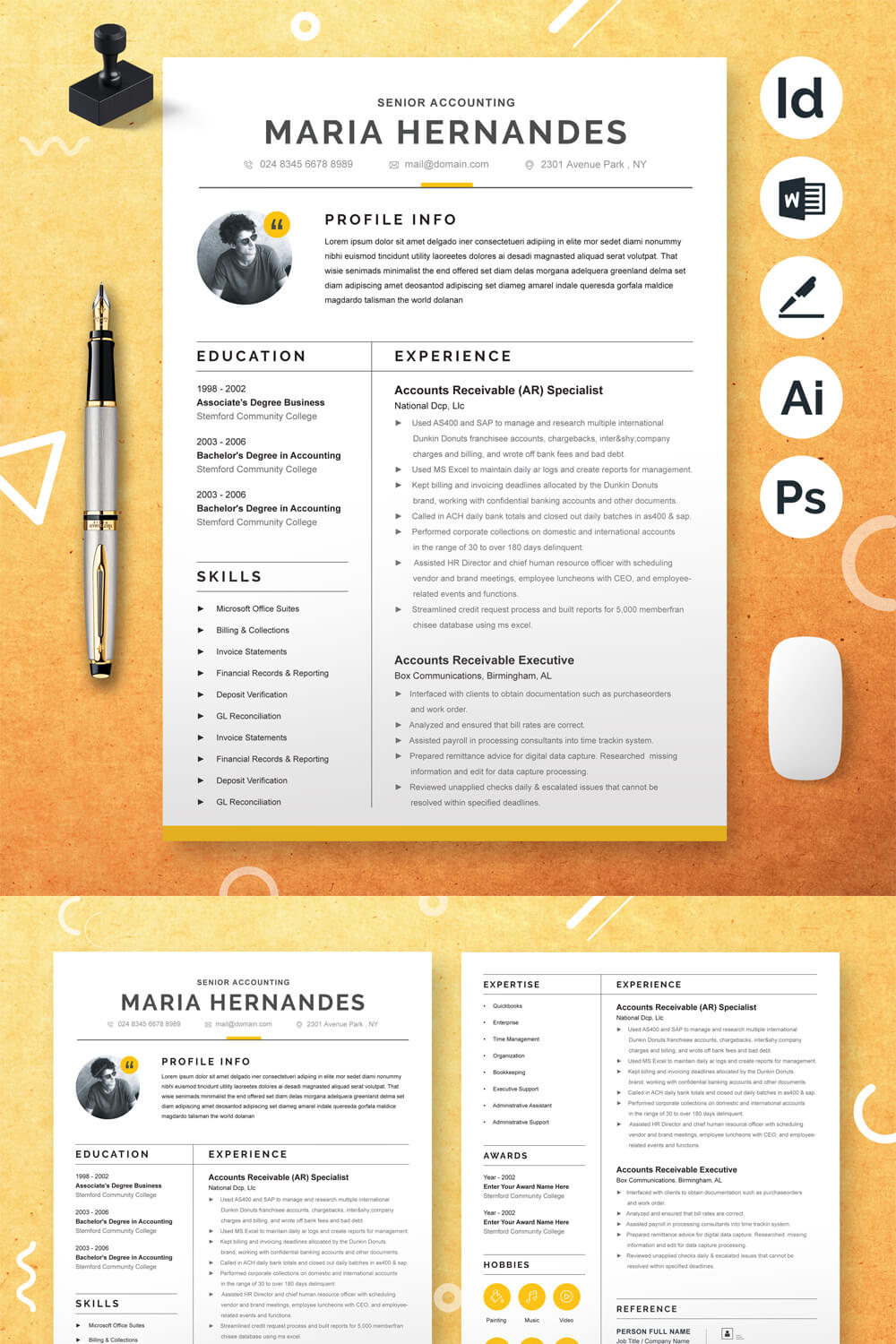 Senior Accounting CV Template | Resume Template pinterest preview image.