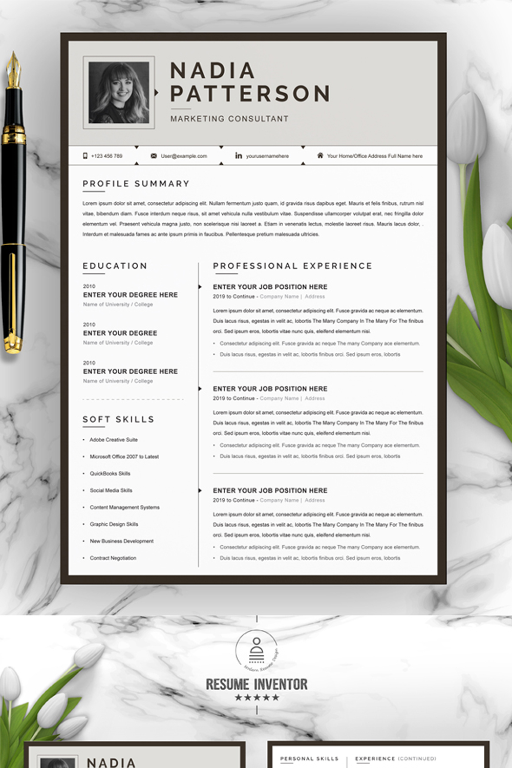 Marketing Consultant Resume Template | Best Professional Resume Template pinterest preview image.
