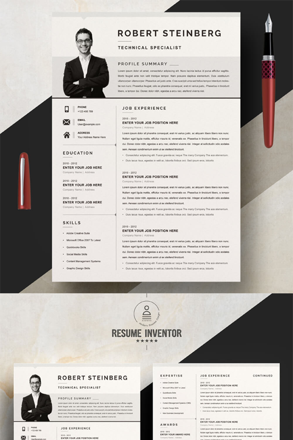 Technical Specialist Resume Template Design | Modern Resume & CV Template pinterest preview image.