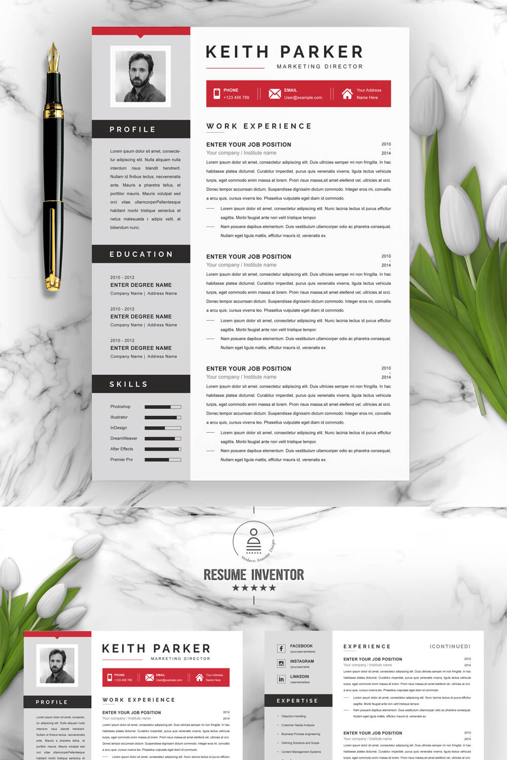 Marketing Director Resume Template | Professional Resume Template pinterest preview image.