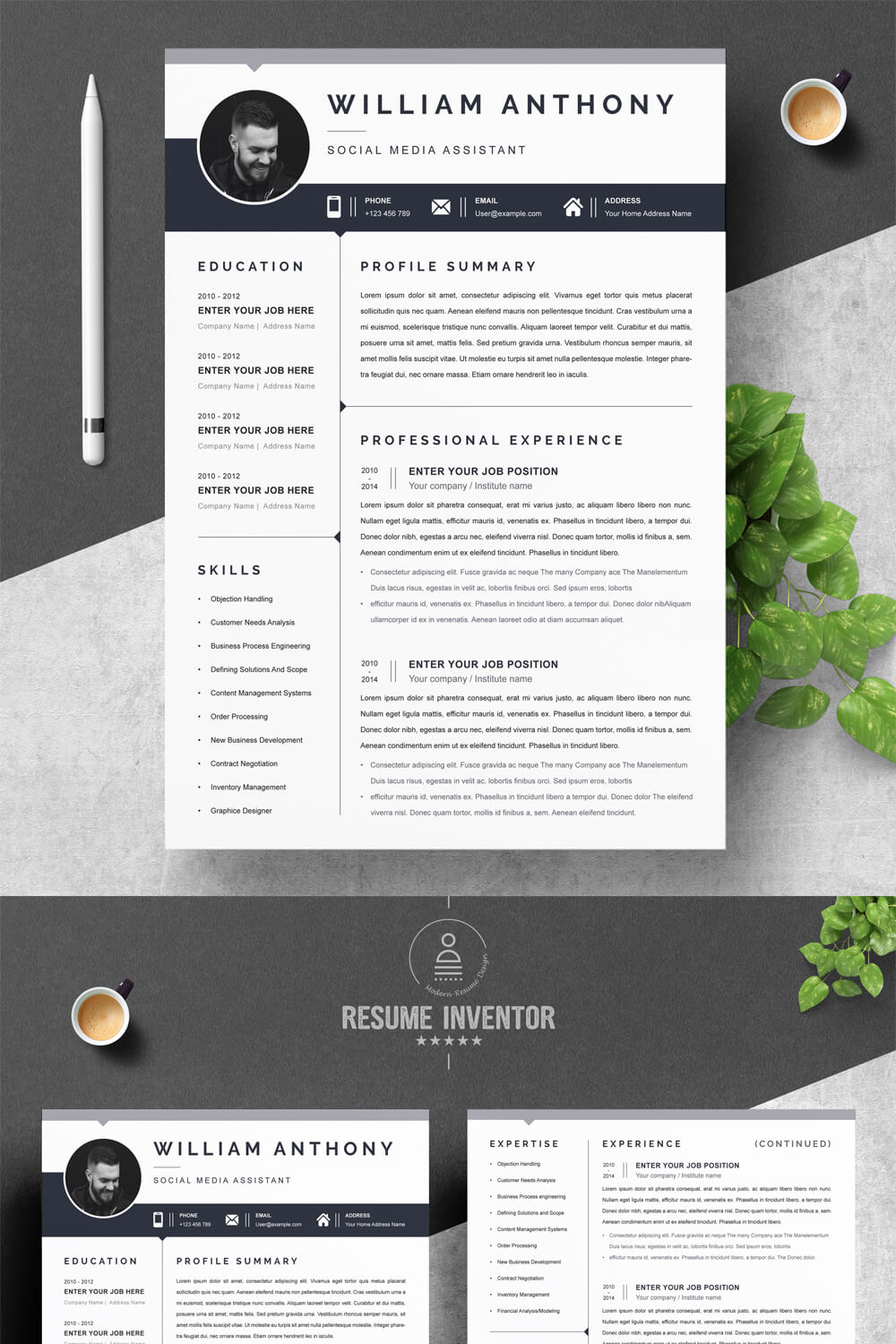 Social Media Assistant Resume Template Design | Resume Word Template pinterest preview image.