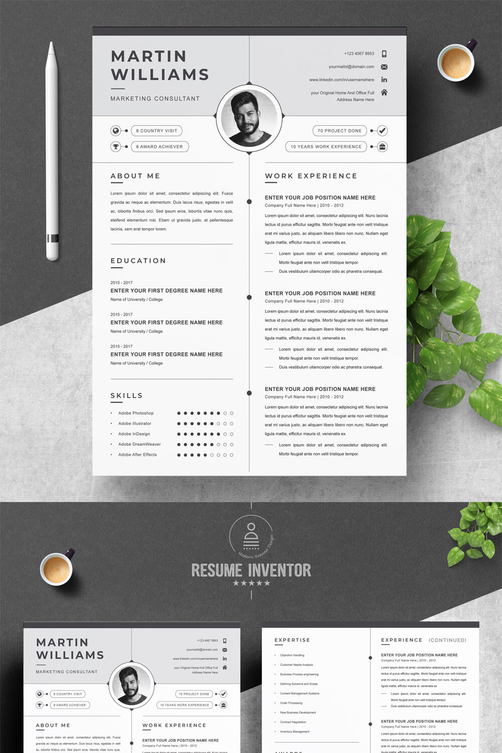 Business Minimalist Resume Template | Modern Resume Template pinterest preview image.