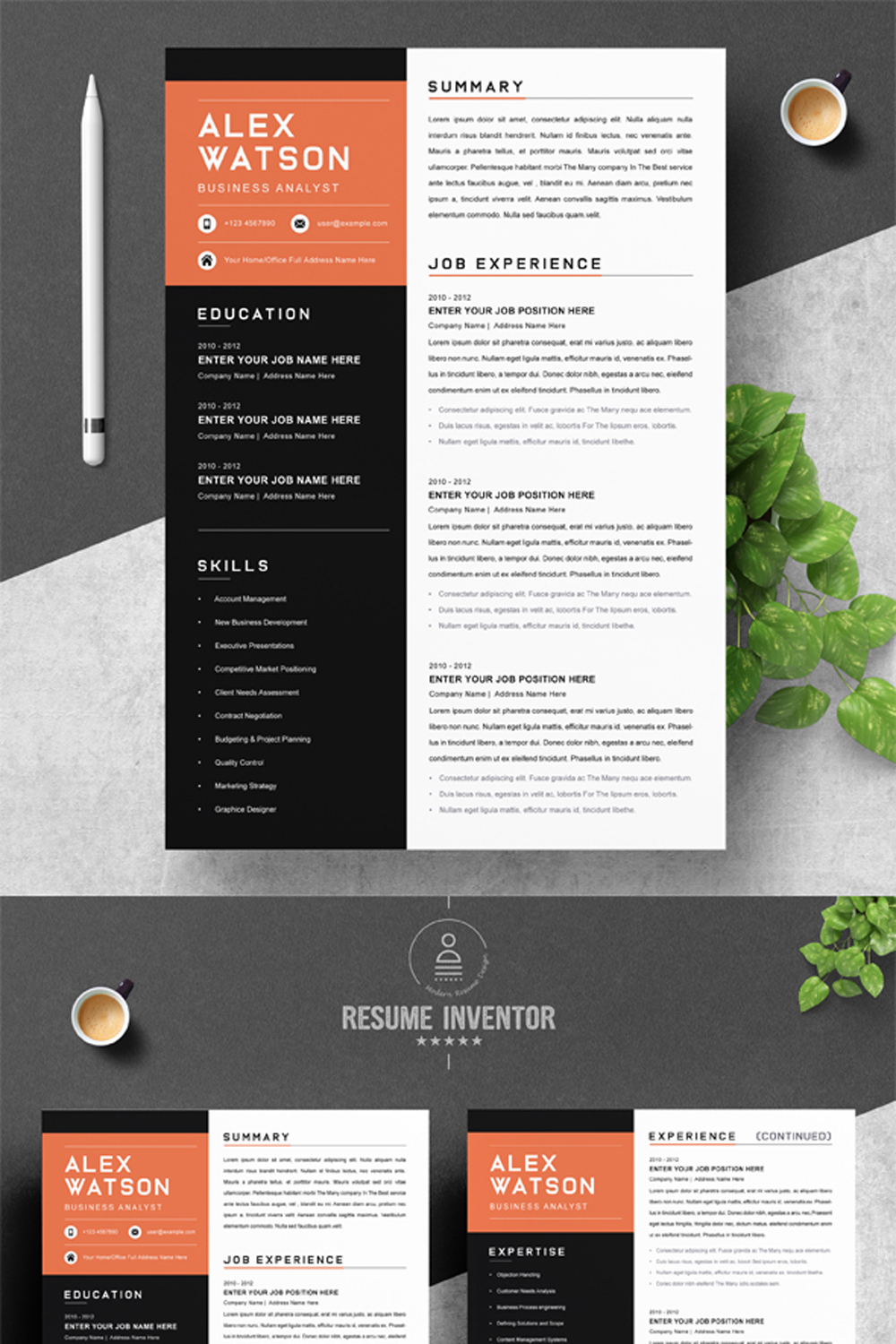 Business Analyst Resume Template | Classic Resume Template pinterest preview image.