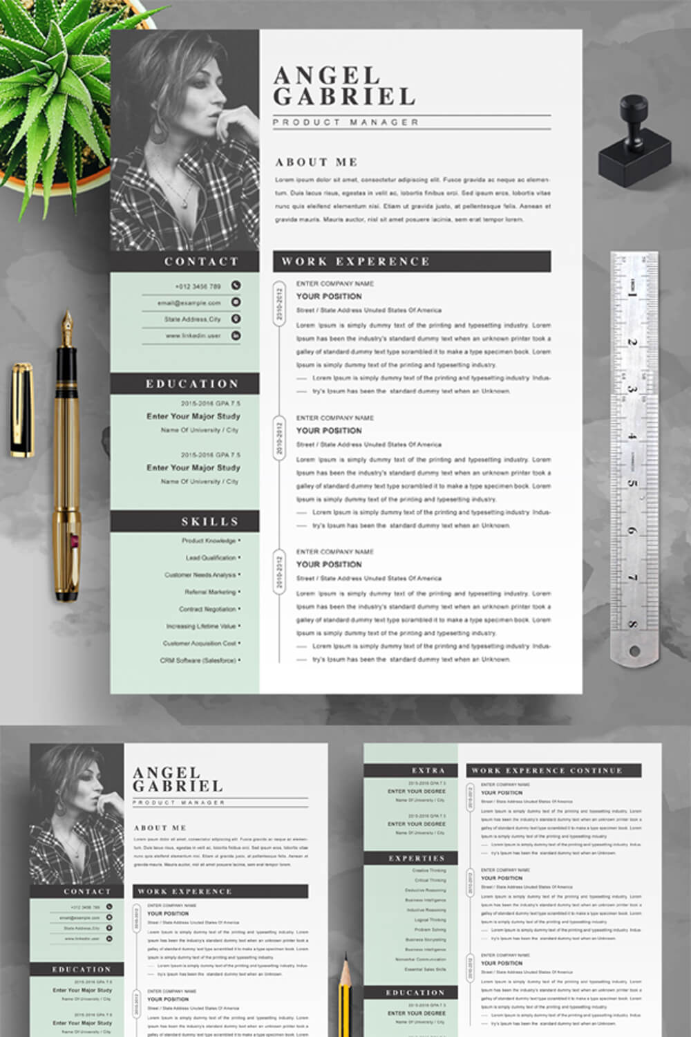 Product Manager CV Template | Professional Resume Template | Modern CV Template pinterest preview image.