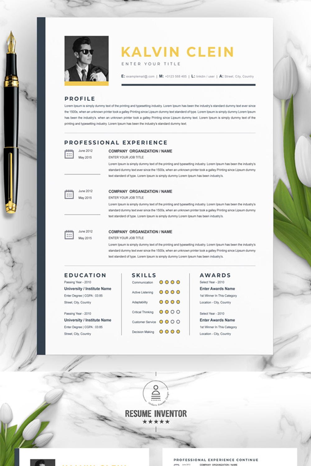 Creative Professional Resume Template | Professional Resume Template pinterest preview image.