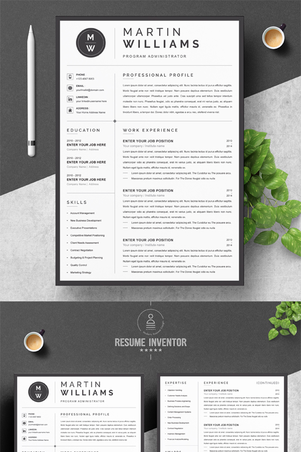 Program Administrator Resume Template | Best Designer Resume Template pinterest preview image.
