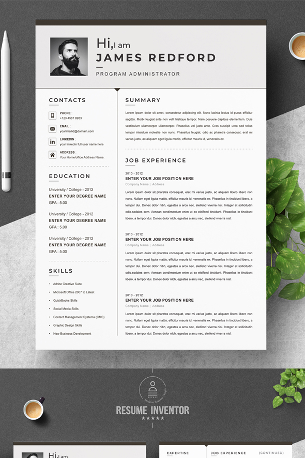 Program Administrator Resume Template | Microsoft Word Resume Template pinterest preview image.