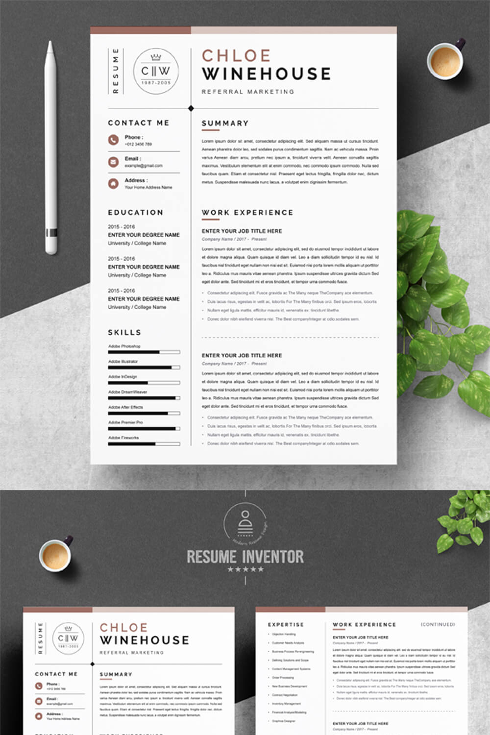 Referral Marketing Resume CV Template | Professional CV Template pinterest preview image.