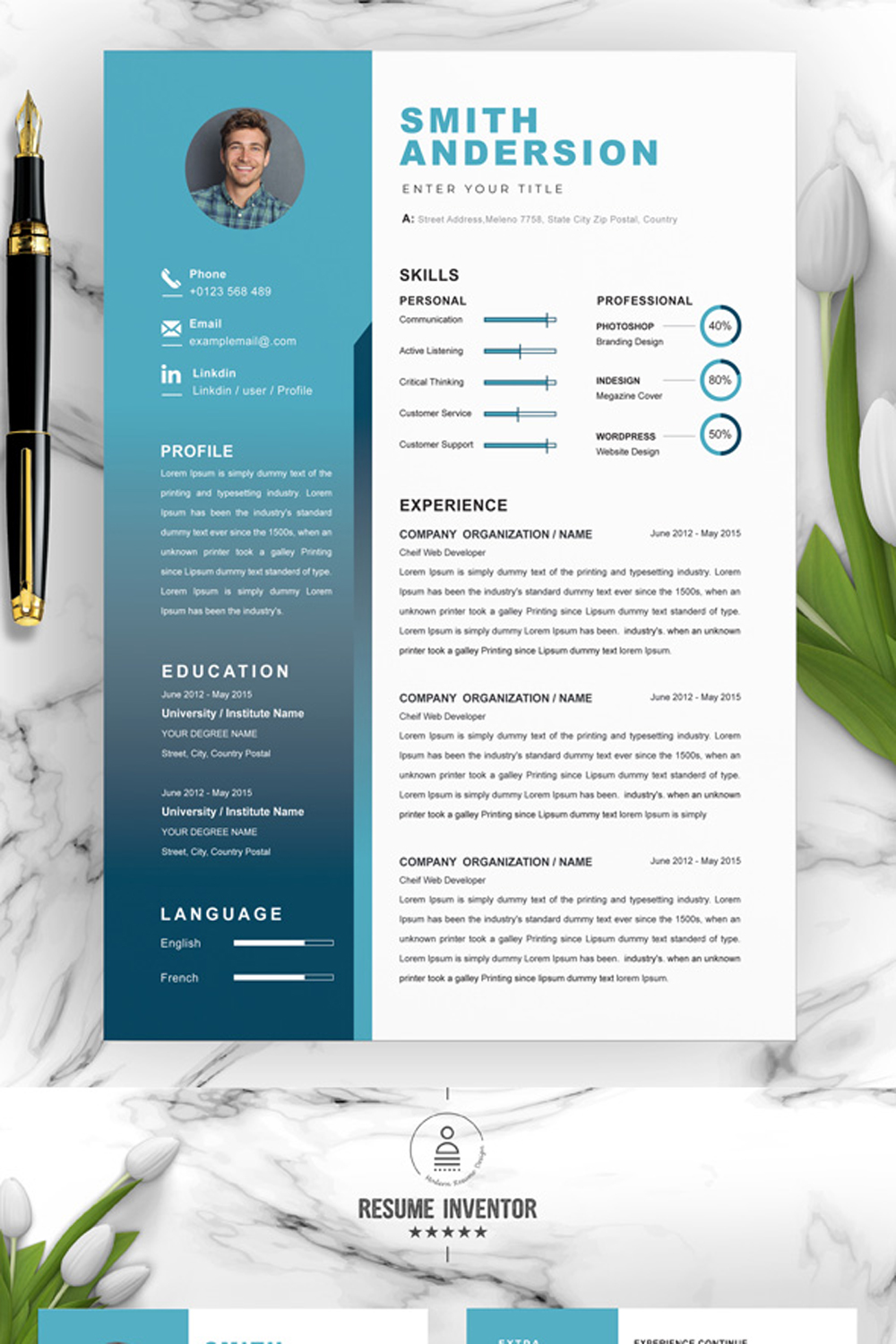 Professional Resume Template | Best Professional Resume Template pinterest preview image.