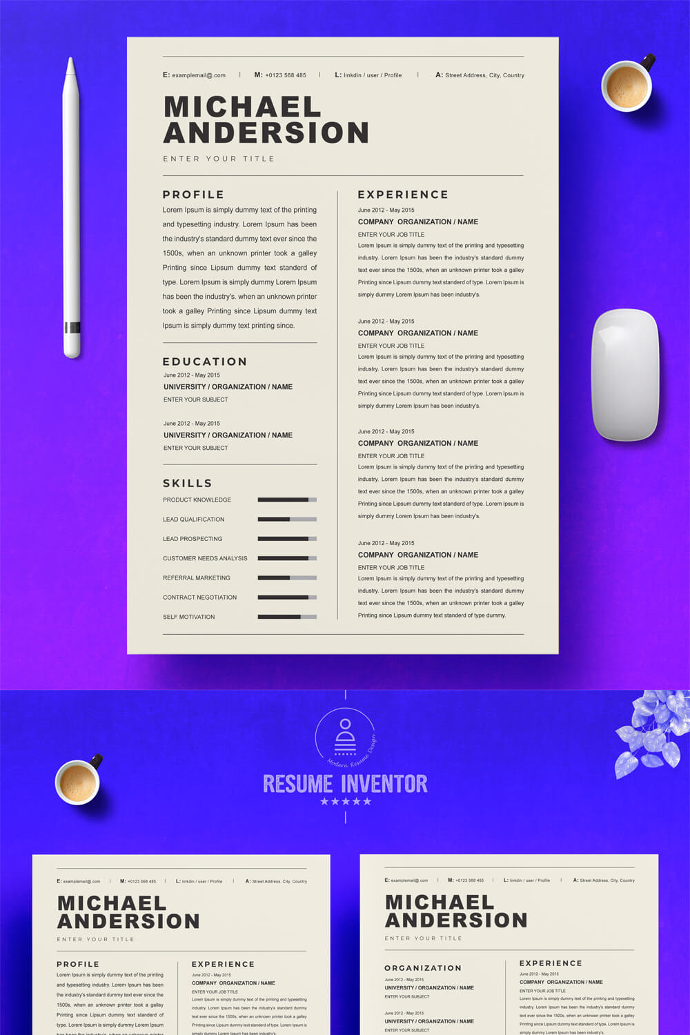 Clean Professional Resume Template | Premium Word Resume Template pinterest preview image.