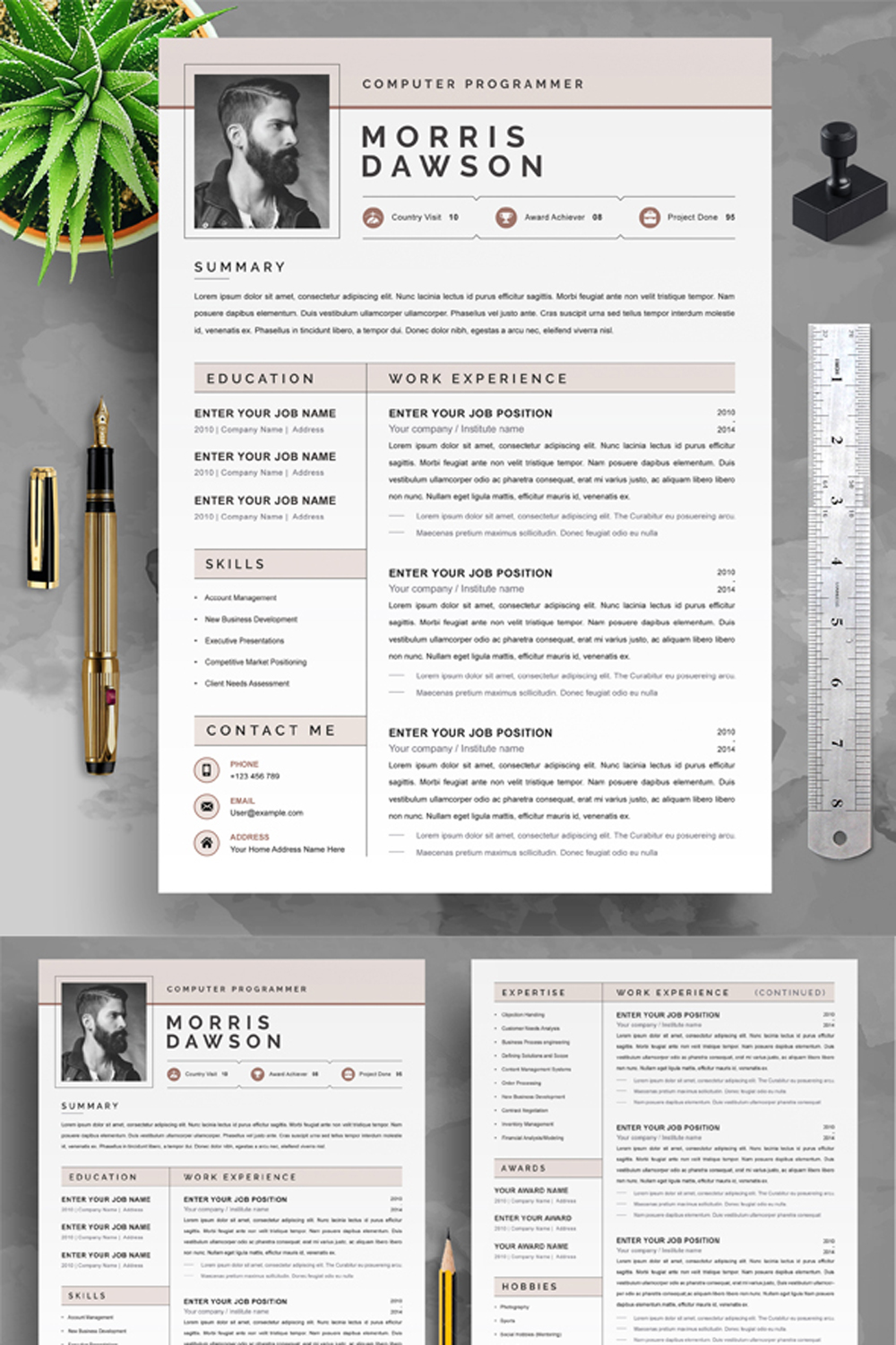 Computer Programmer Resume Template | Creative Professional Resume Template pinterest preview image.