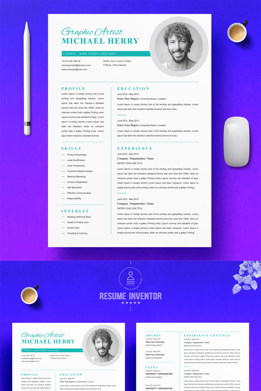 Best Minimal Resume Template | Modern CV Template Word pinterest preview image.