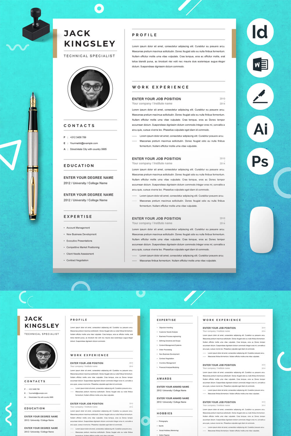 Technical Specialist CV Template | CV Template pinterest preview image.