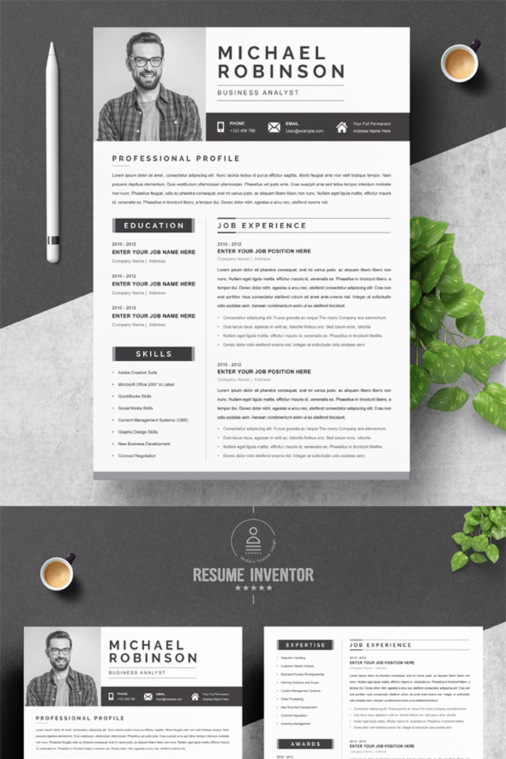 Professional Resume Template | Microsoft Word Resume Template pinterest preview image.