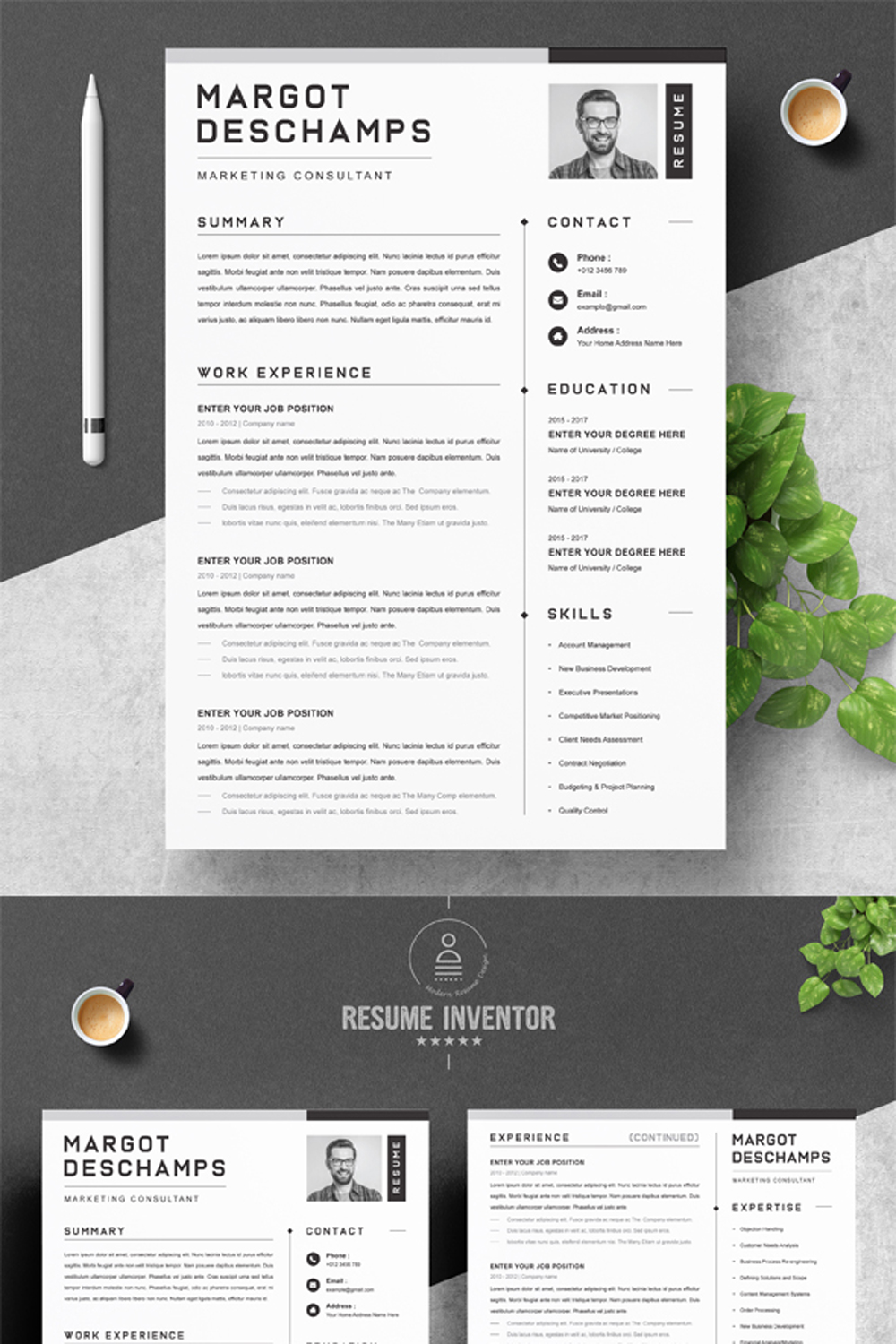 Marketing Consultant Resume Template | CV Template pinterest preview image.