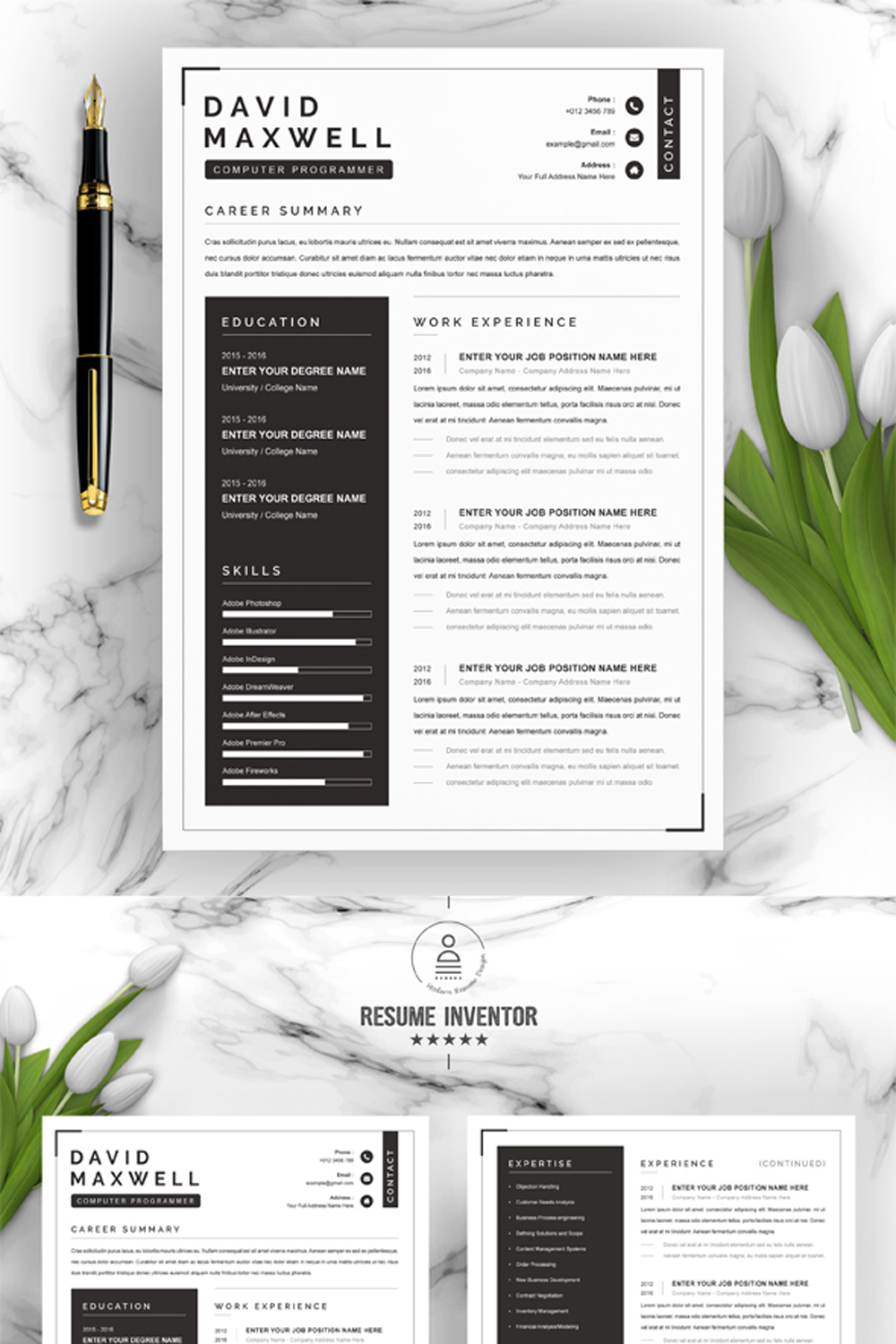 Computer Programmer Resume Template Design | Simple Resume Template pinterest preview image.