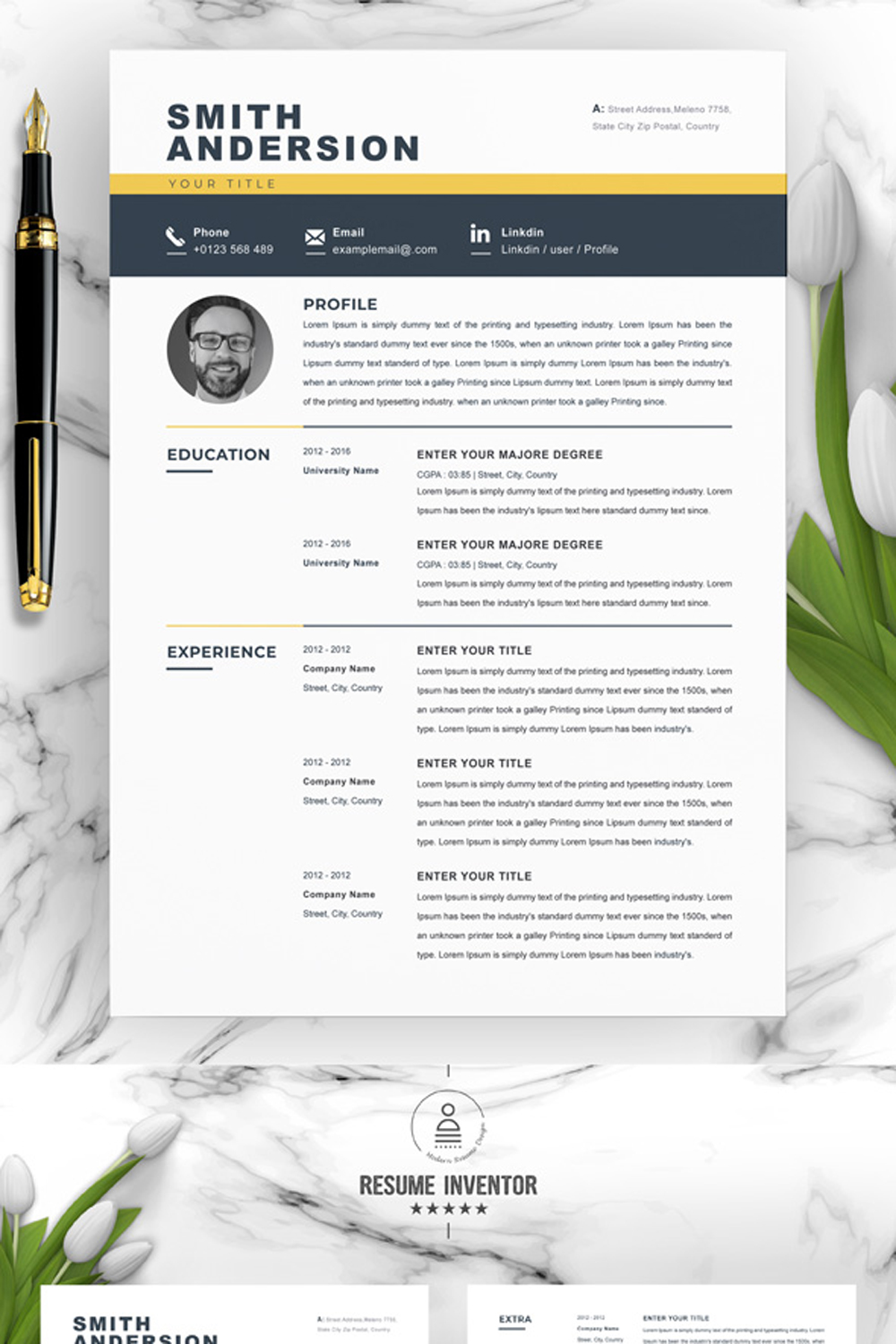 Minimalist Resume Template | Word Resume Template | Simple Resume Template pinterest preview image.
