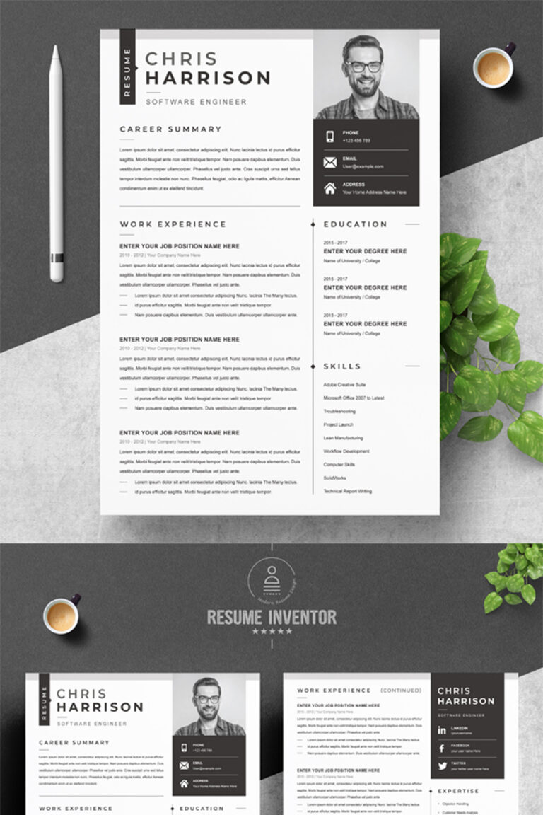 Software Engineer CV Template | Modern Resume Free Template - MasterBundles