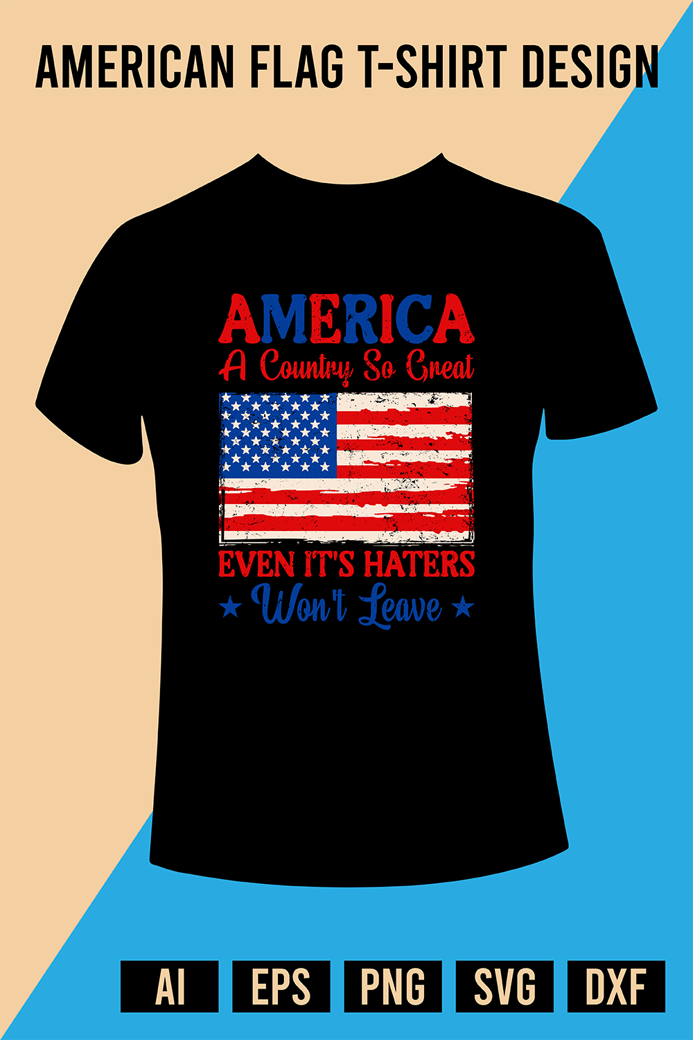 American Flag T-Shirt Design pinterest preview image.