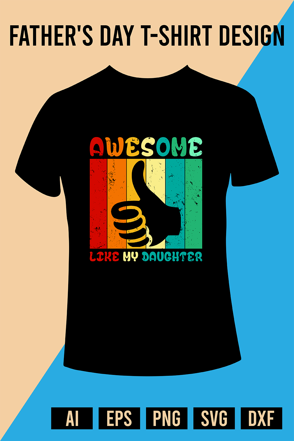 Father's Day T-Shirt Design pinterest preview image.