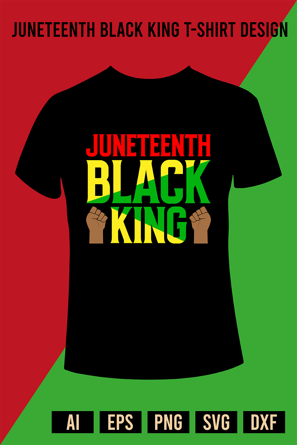 Juneteenth Black King T-Shirt Design pinterest preview image.