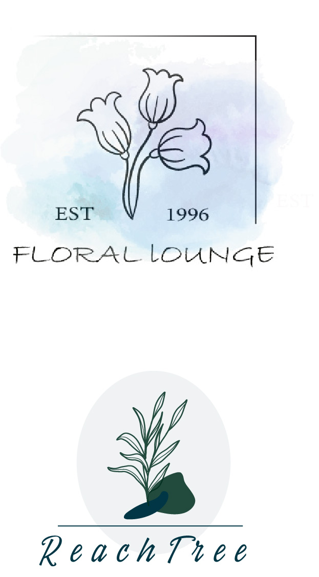 2 Unique Botanical Logos pinterest preview image.