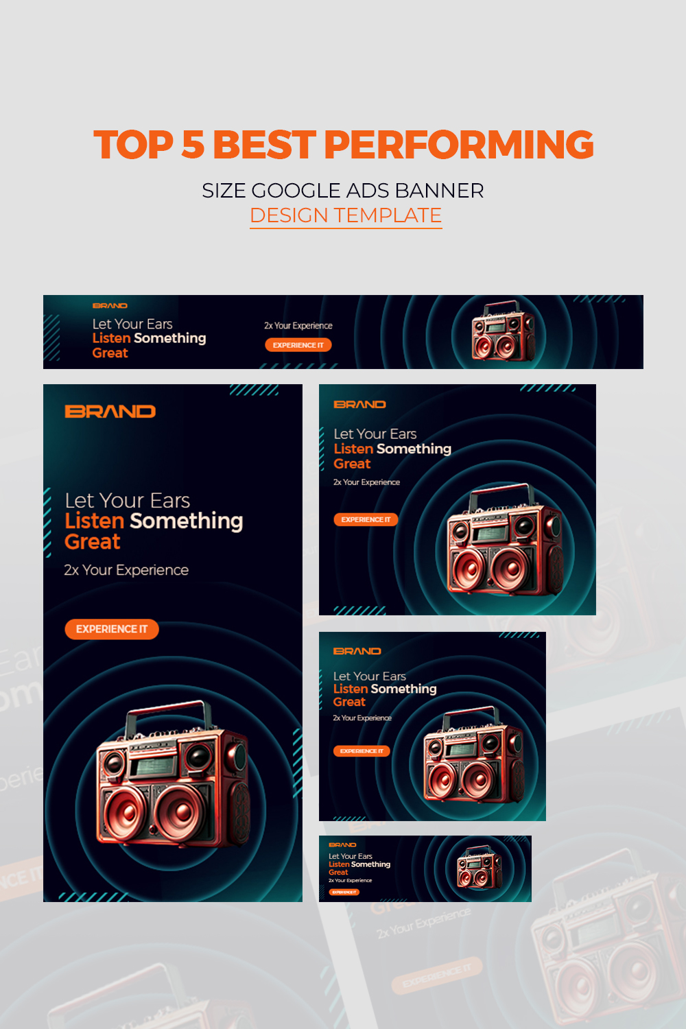 Top 5 best performing size google ads banner design template pinterest preview image.