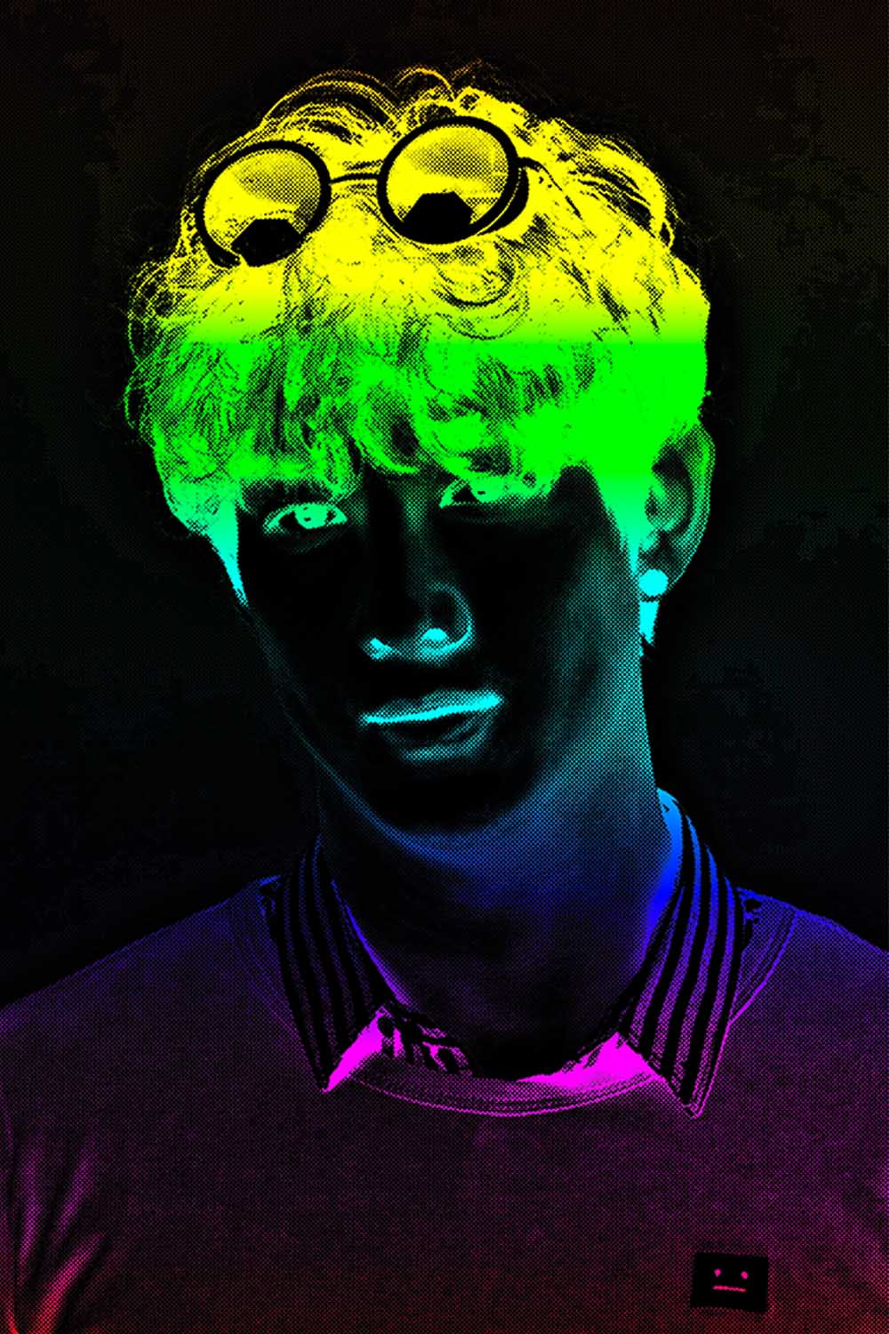 Psychedelic Portrait Photoshop Action pinterest preview image.