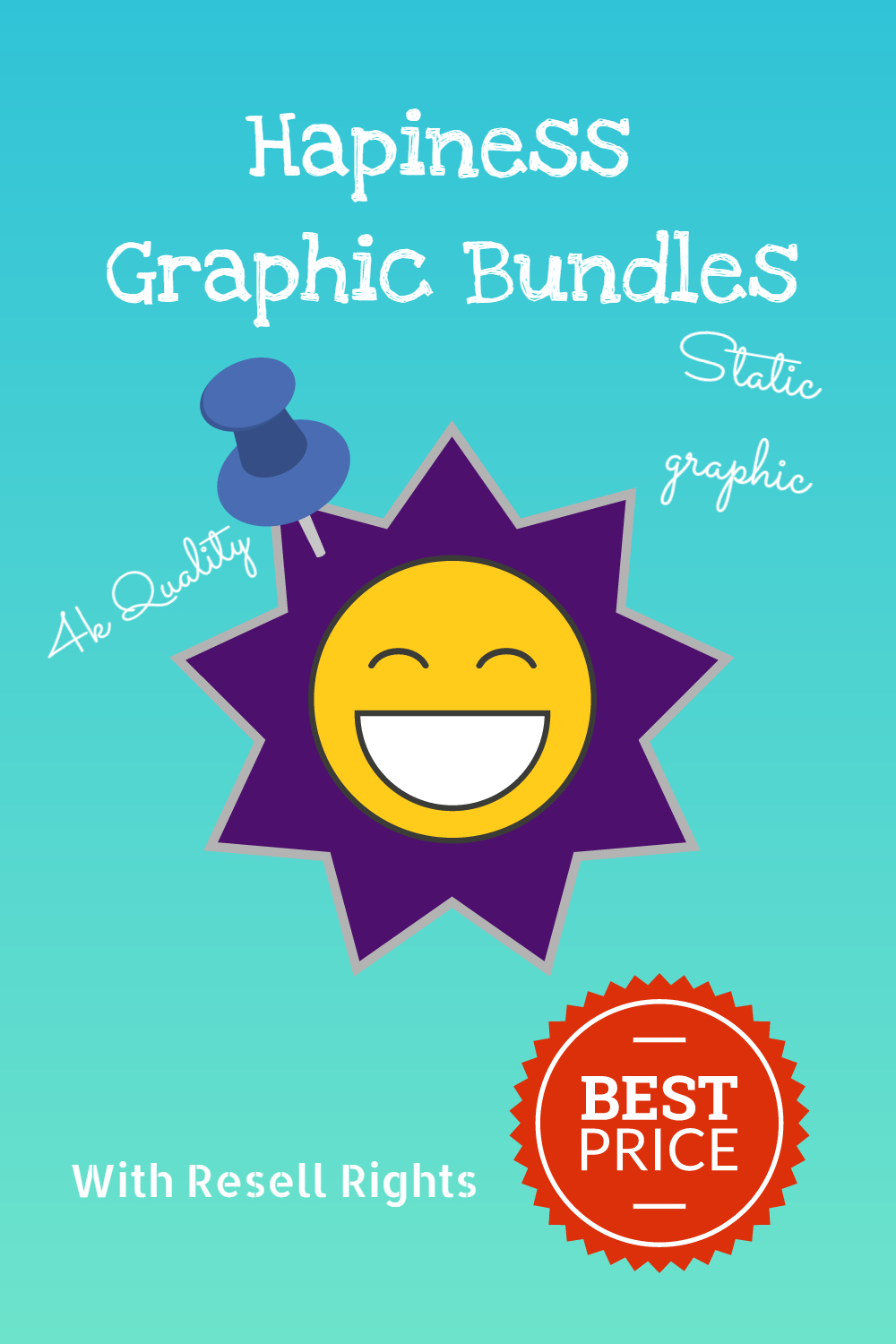 Happiness graphic bundle pinterest preview image.