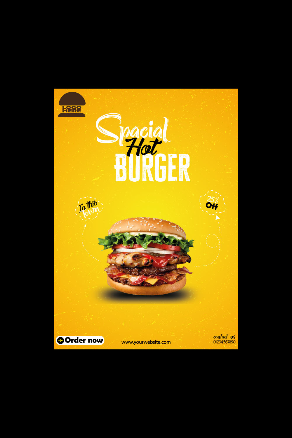 Burger social media flyer design pinterest preview image.