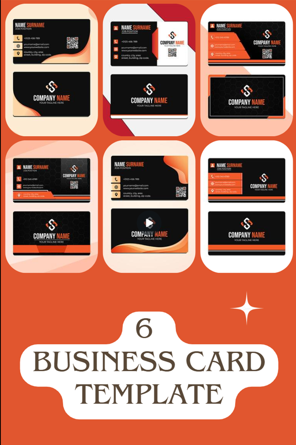Modern and corporate Business Card Template Design pinterest preview image.