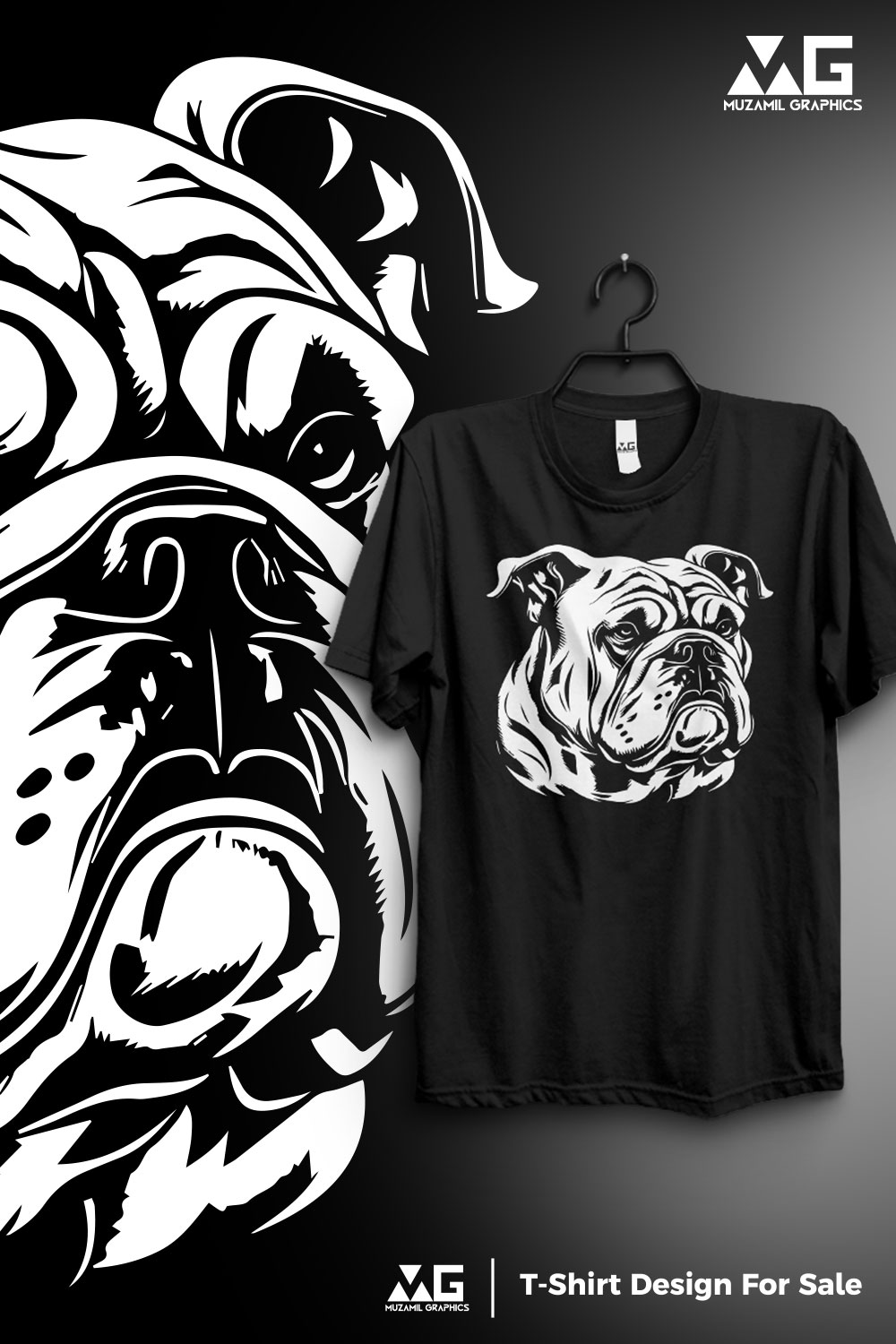 Bull dog T-shirt design pinterest preview image.