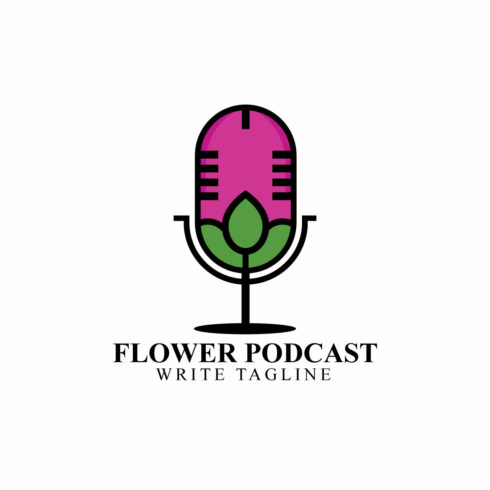 Flower podcast logo design vector template cover image.