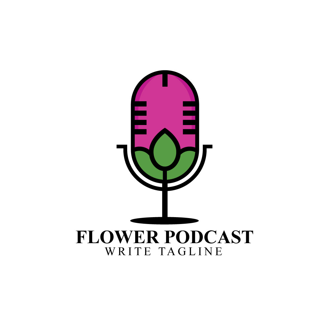 Flower podcast logo design vector template cover image.